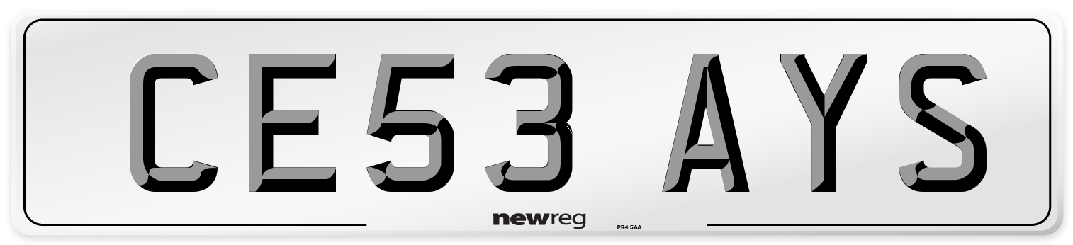 CE53 AYS Number Plate from New Reg